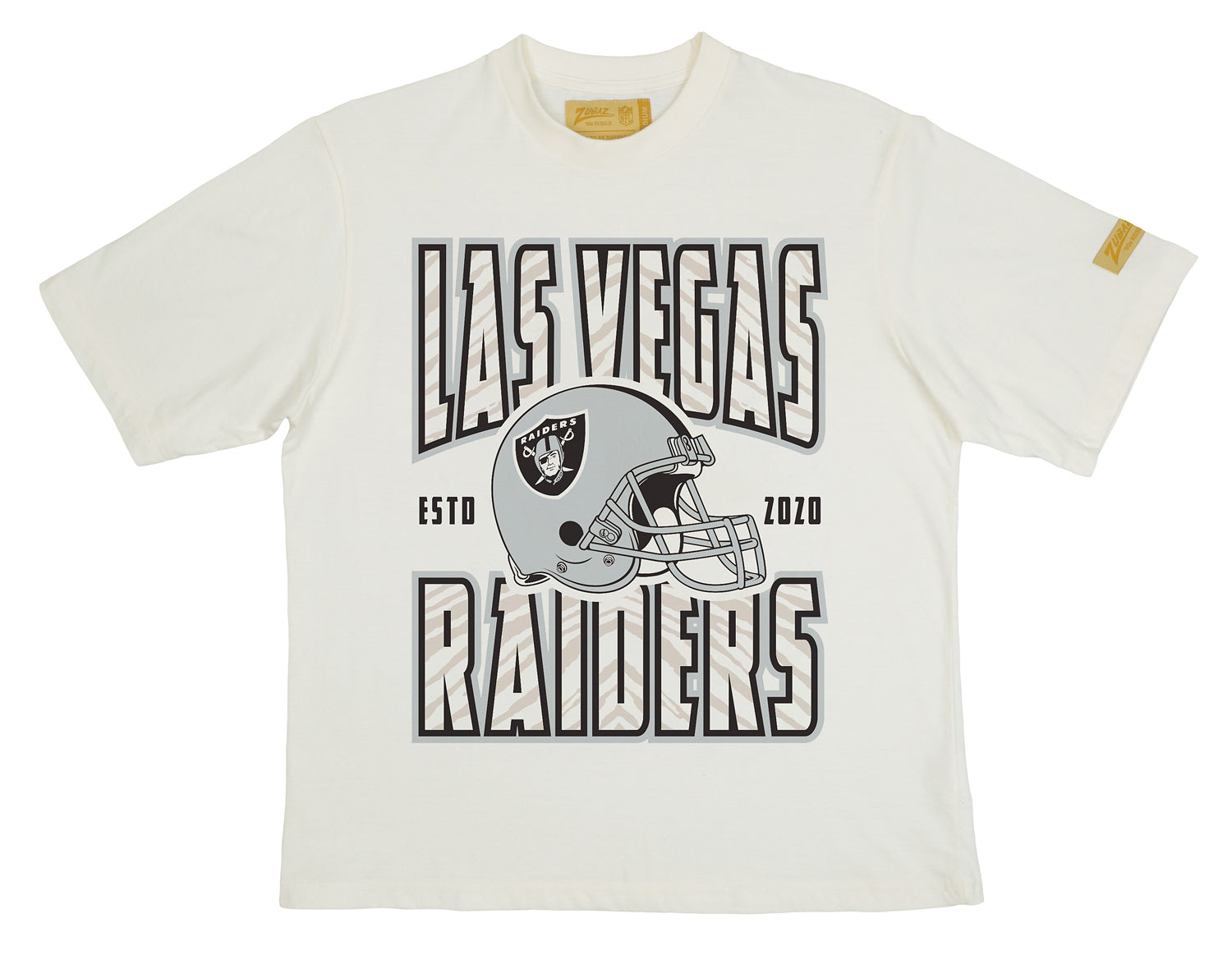 Zubaz NFL 90s SS Tee- Helmet-Off White, LAS VEGAS RAIDERS