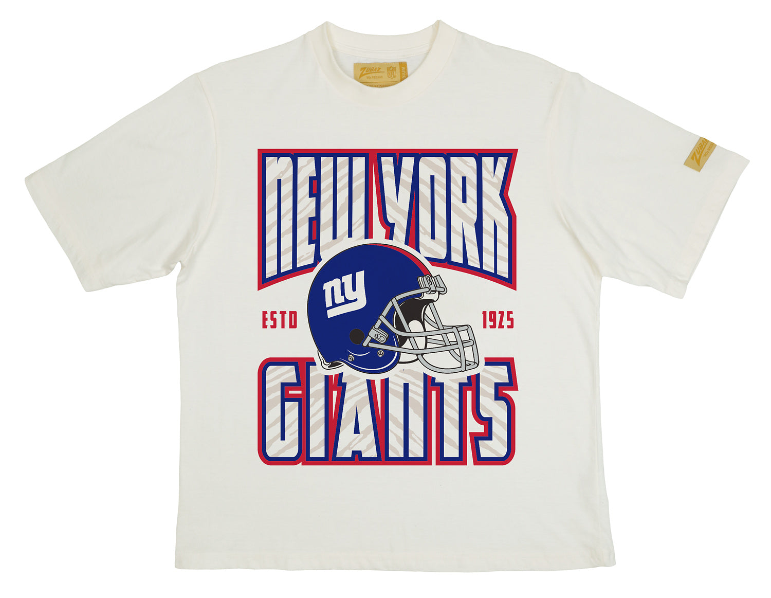 Zubaz NFL 90s SS Tee- Helmet-Off White, NEW YORK GIANTS