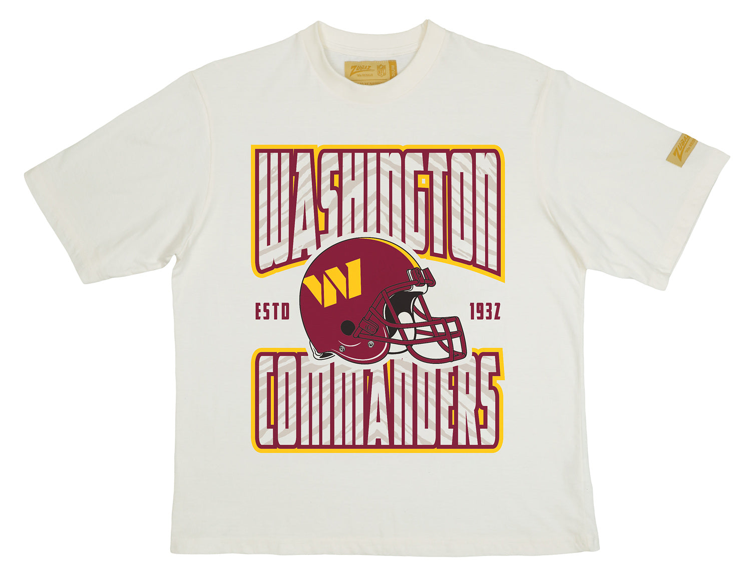 Zubaz NFL 90s SS Tee- Helmet-Off White, WASHINGTON COMMANDERS