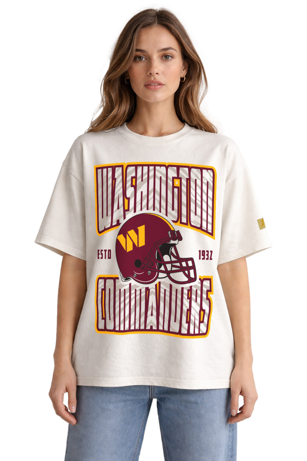 Zubaz NFL 90s SS Tee- Helmet-Off White, WASHINGTON COMMANDERS