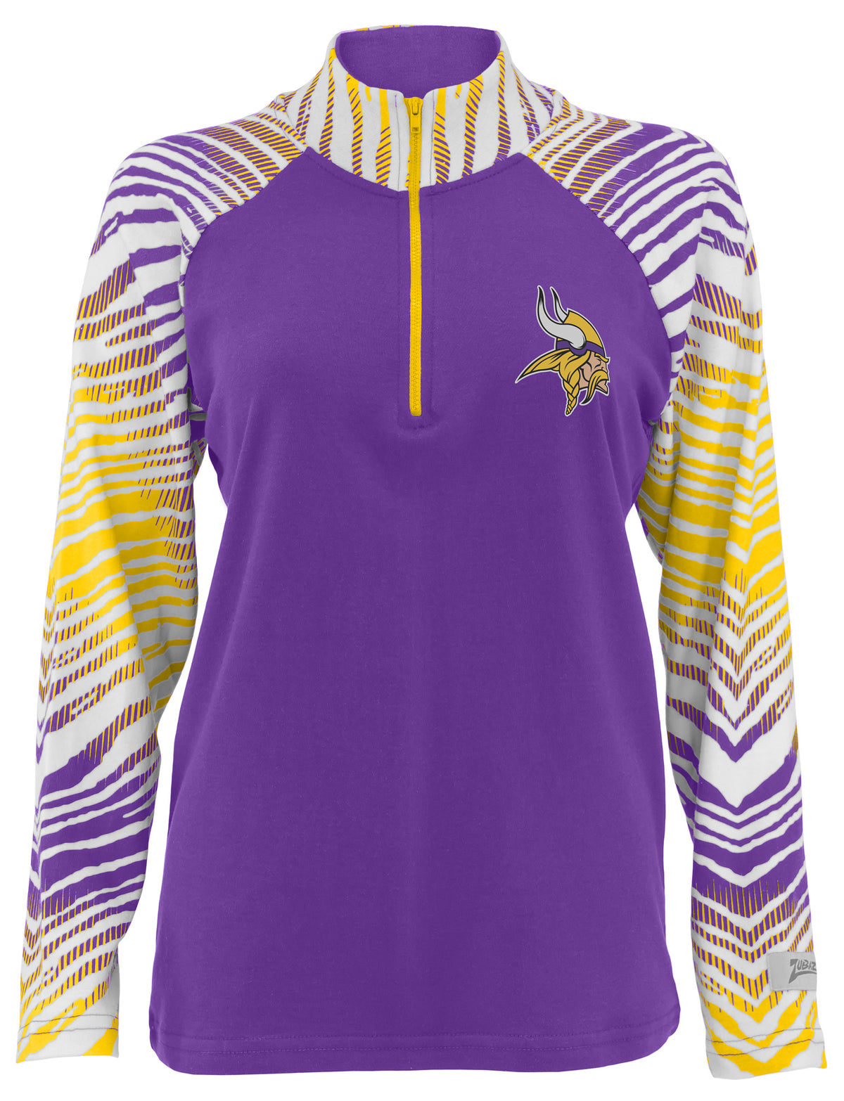 Zubaz NFL Women's Zebra Ombre Long Sleeve Quarter Zip Pullover - Minnesota Vikings