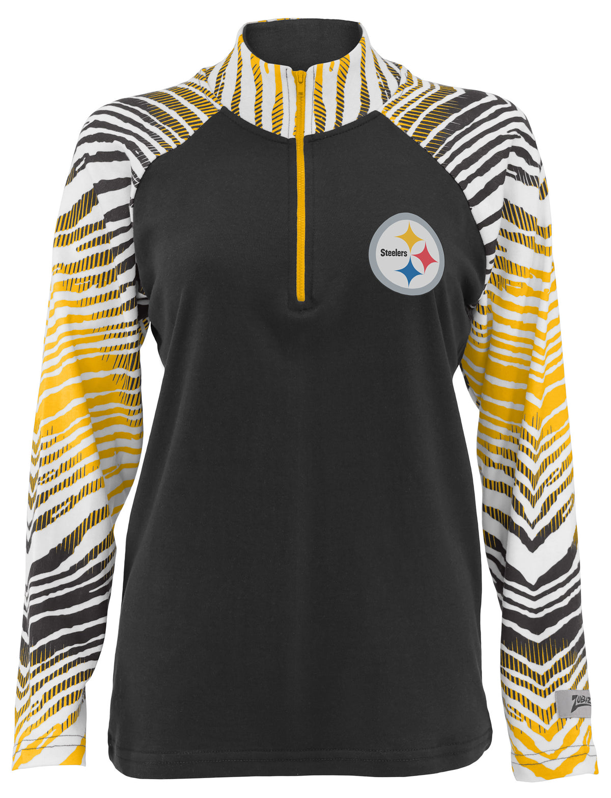 Zubaz NFL Women's Zebra Ombre Long Sleeve Quarter Zip Pullover - Pittsburgh Steelers