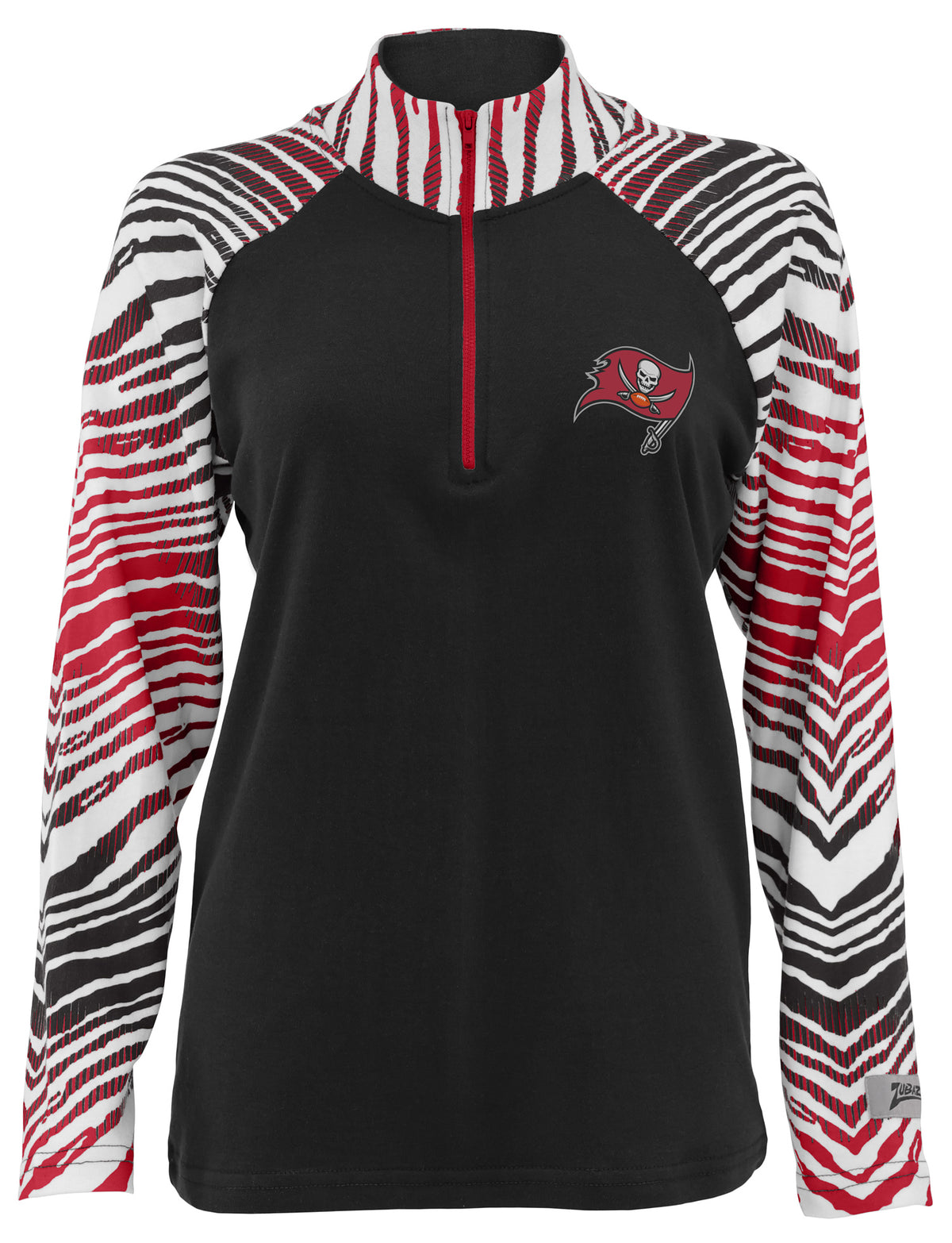 Zubaz NFL Women's Zebra Ombre Long Sleeve Quarter Zip Pullover - Tampa Bay Buccaneers