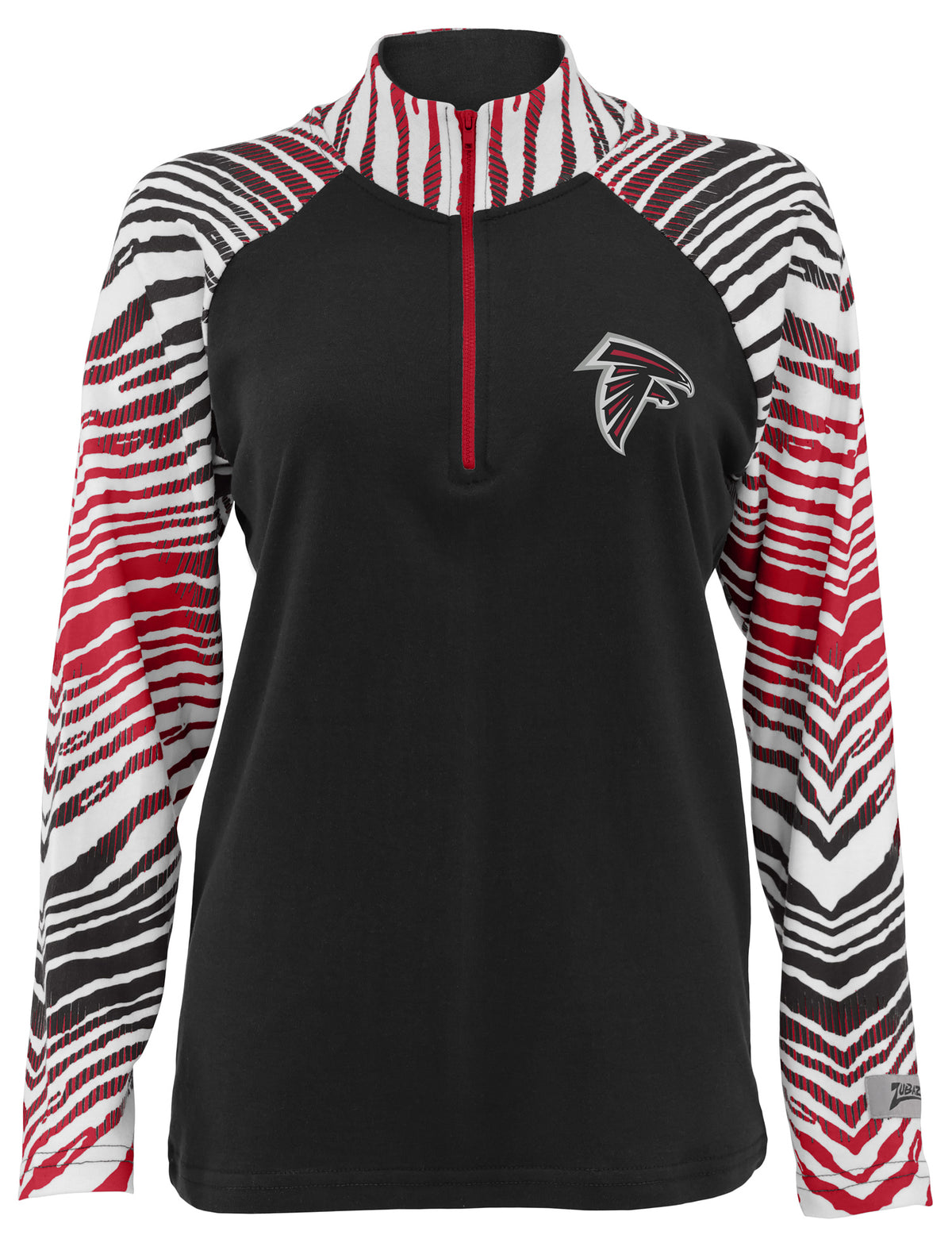 Zubaz NFL Women's Zebra Ombre Long Sleeve Quarter Zip Pullover - Atlanta Falcons