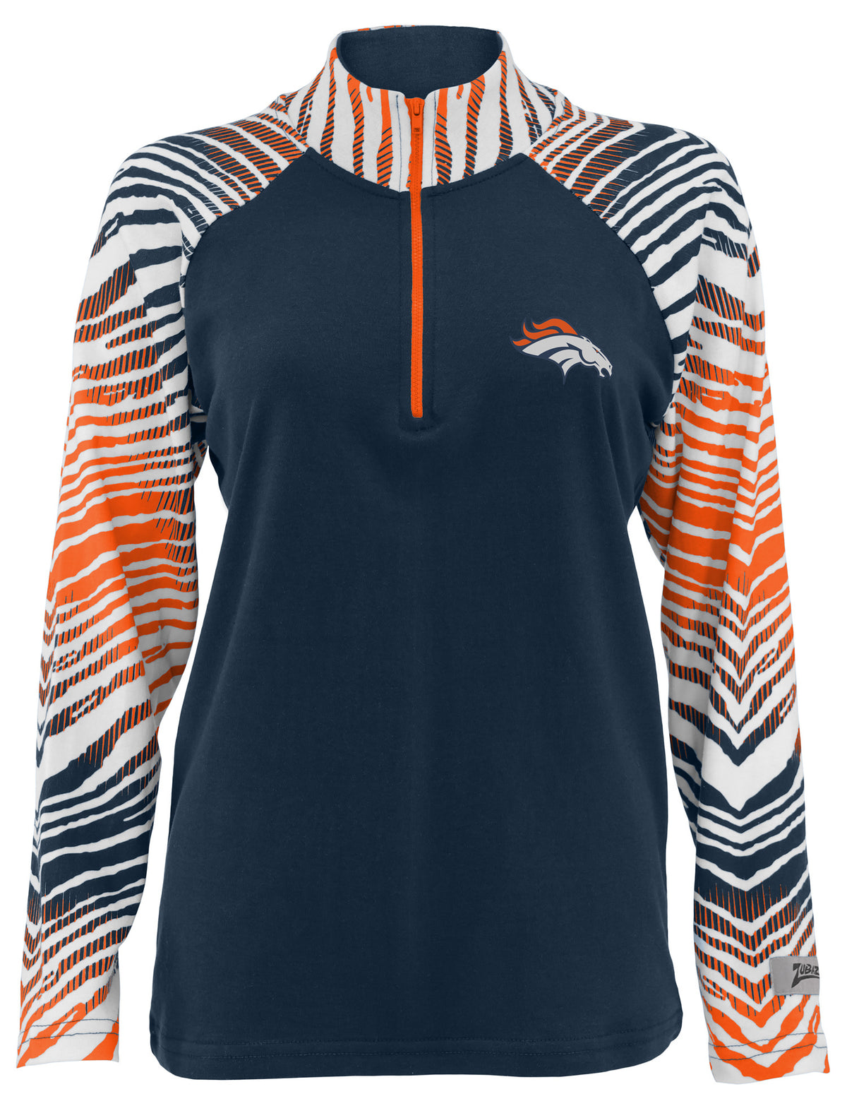 Zubaz NFL Women's Zebra Ombre Long Sleeve Quarter Zip Pullover - Denver Broncos