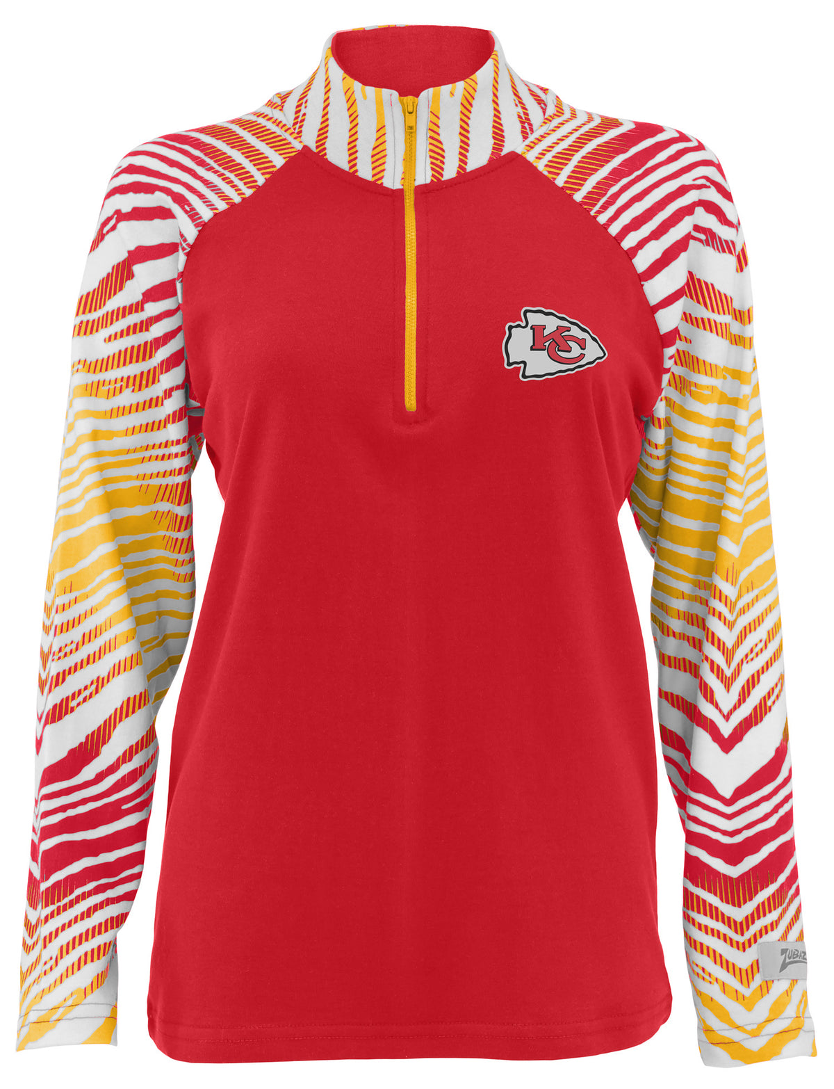 Zubaz NFL Women's Zebra Ombre Long Sleeve Quarter Zip Pullover - Kansas City Chiefs