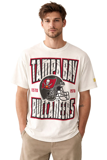 Zubaz NFL Tampa Bay Buccaneers Off White 90s Helmet Short-Sleeve T-Shirt
