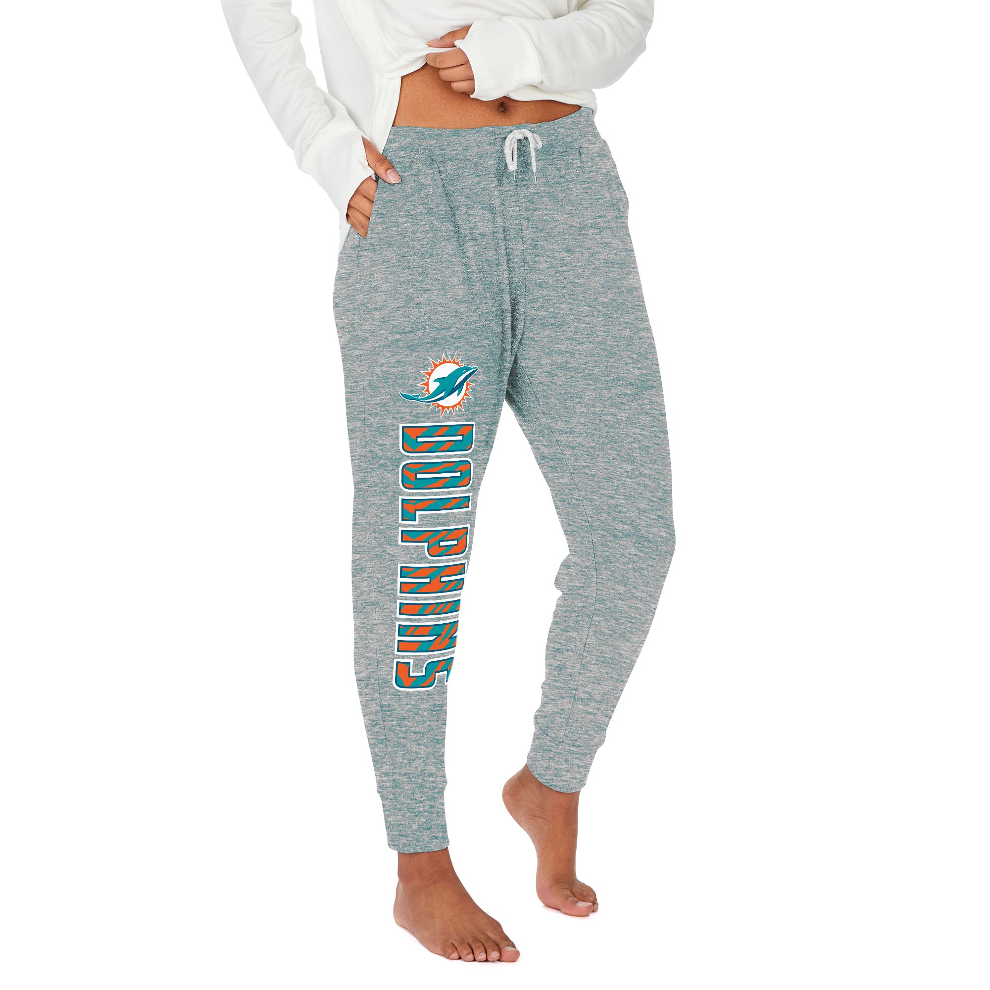 Zubaz NFL Women's Upright Soft Marled Team Color Jogger, Miami Dolphins