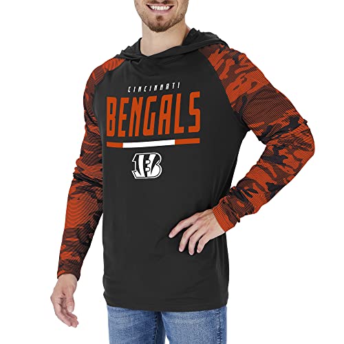 Zubaz NFL Men's Linebacker Camo Line Sleeves Lightweight Hoodie, CINCINNATI BENGALS