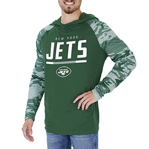 Zubaz NFL Men's Linebacker Camo Line Sleeves Lightweight Hoodie, NEW YORK JETS