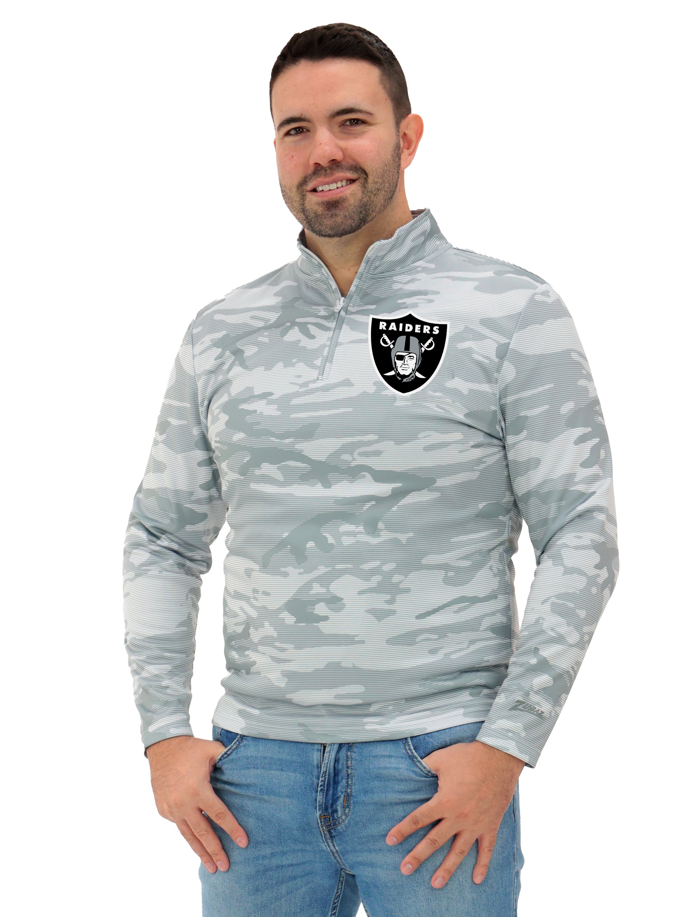 Zubaz NFL Men's Tonal Camo Line 1/4 Zip, LAS VEGAS RAIDERS