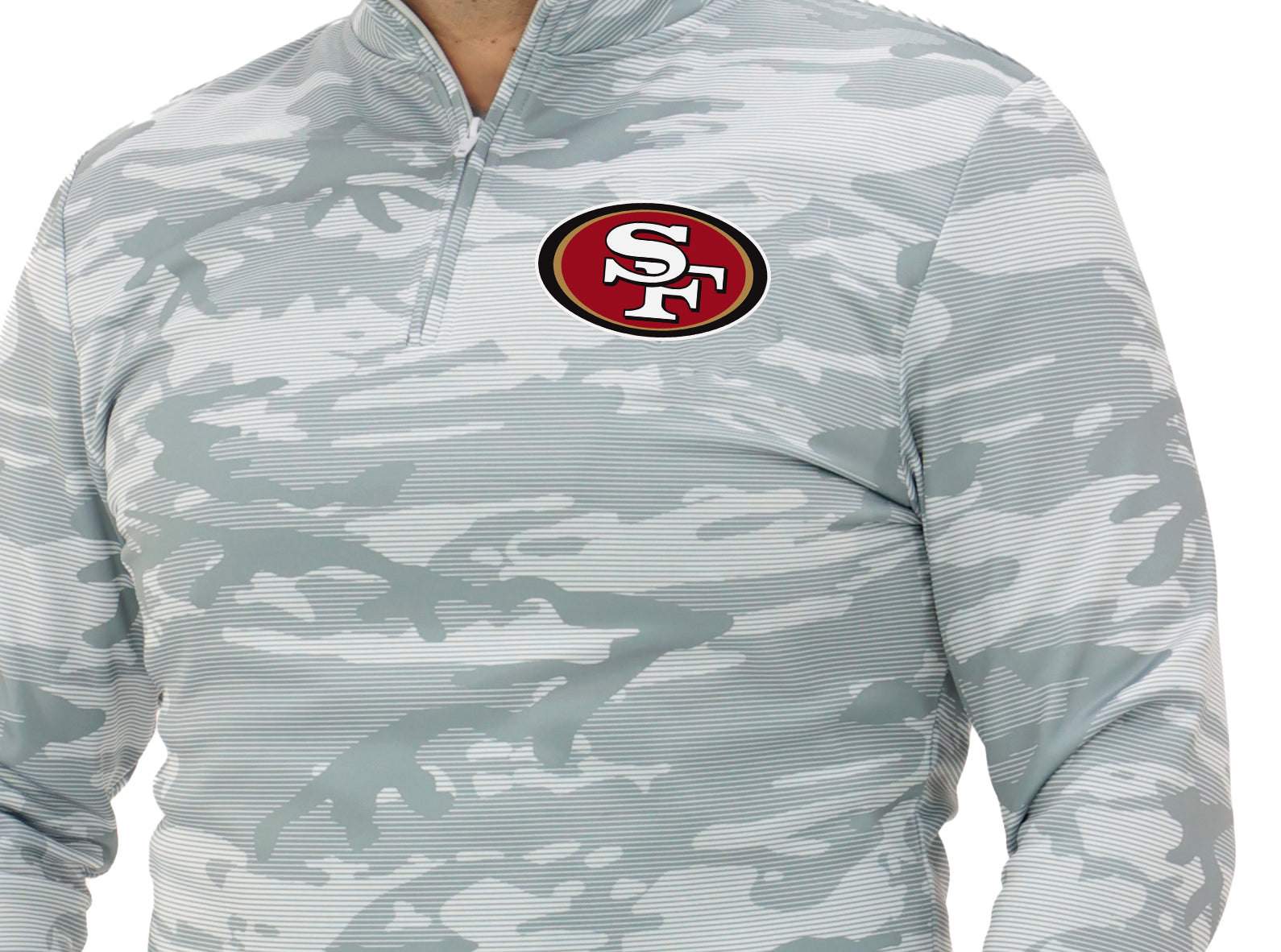 Zubaz NFL Men's Tonal Camo Line 1/4 Zip, SAN FRANCISCO 49ERS