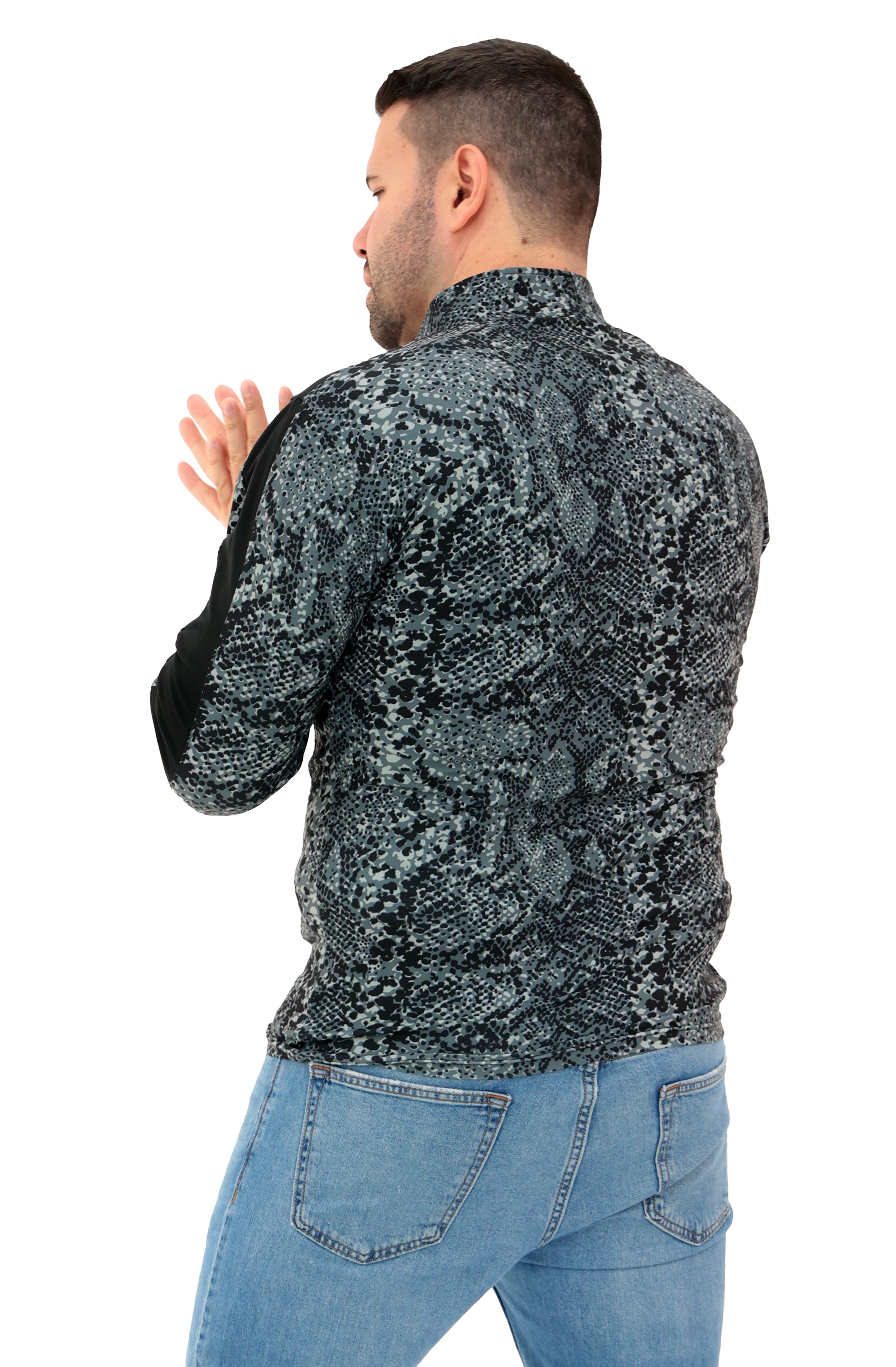 Zubaz NFL Men's Elevated Tonal Post 1/4 Zip, DETROIT LIONS