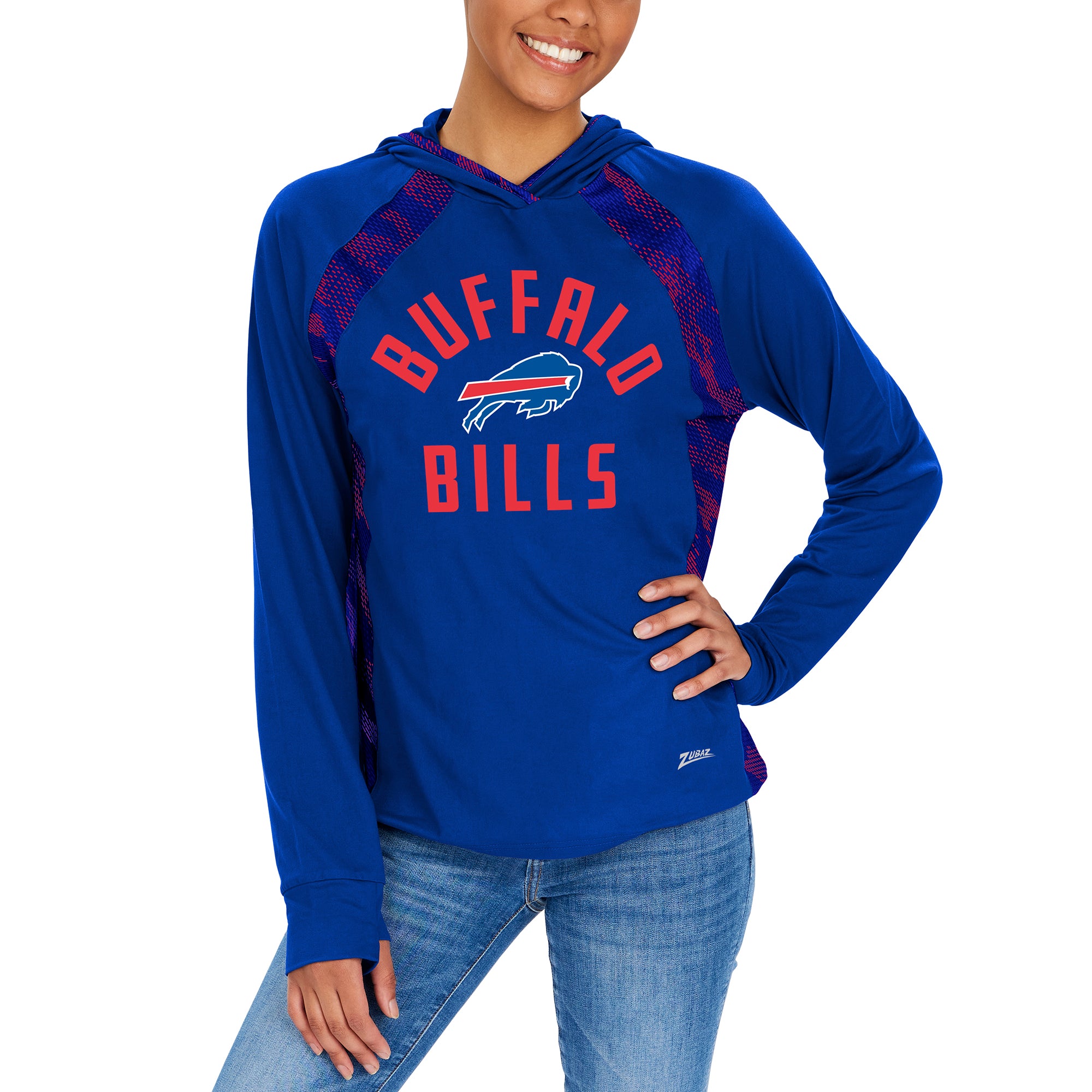 Zubaz NFL Women's Viper Accent Elevated Lightweight Hoodie, BUFFALO BILLS