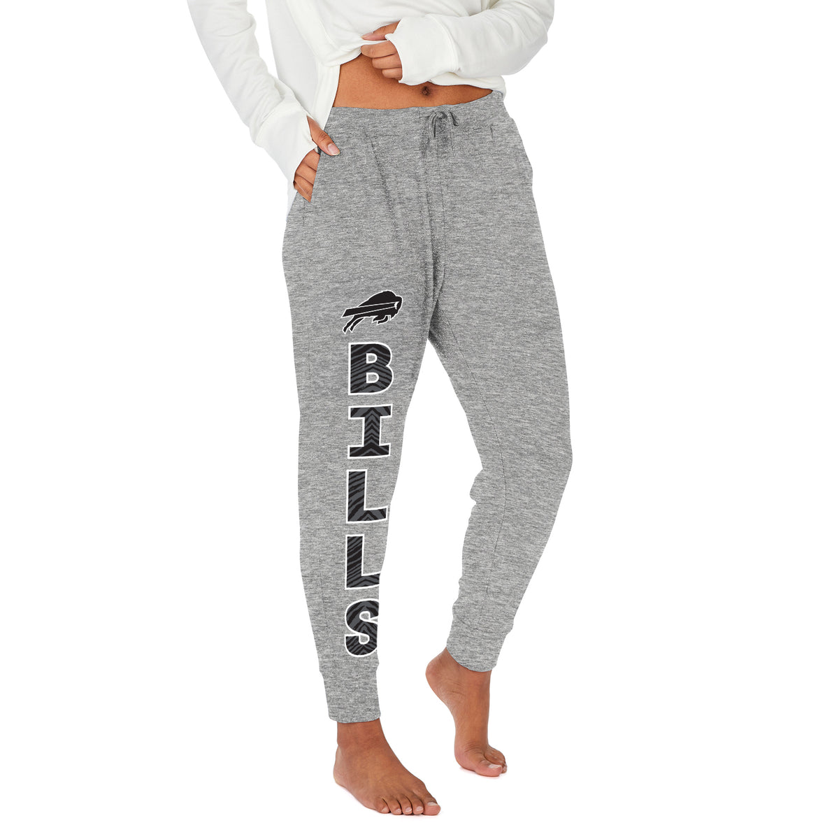 Zubaz NFL Buffalo Bills Women's Gray Stacked Text Soft Marled Joggers