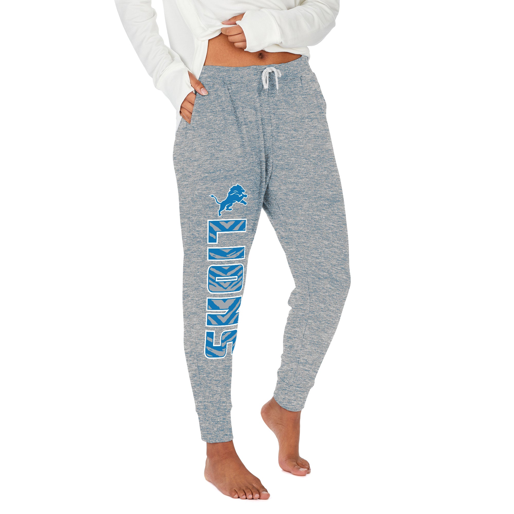 Zubaz NFL Women's Upright Soft Marled Team Color Jogger, Detroit Lions