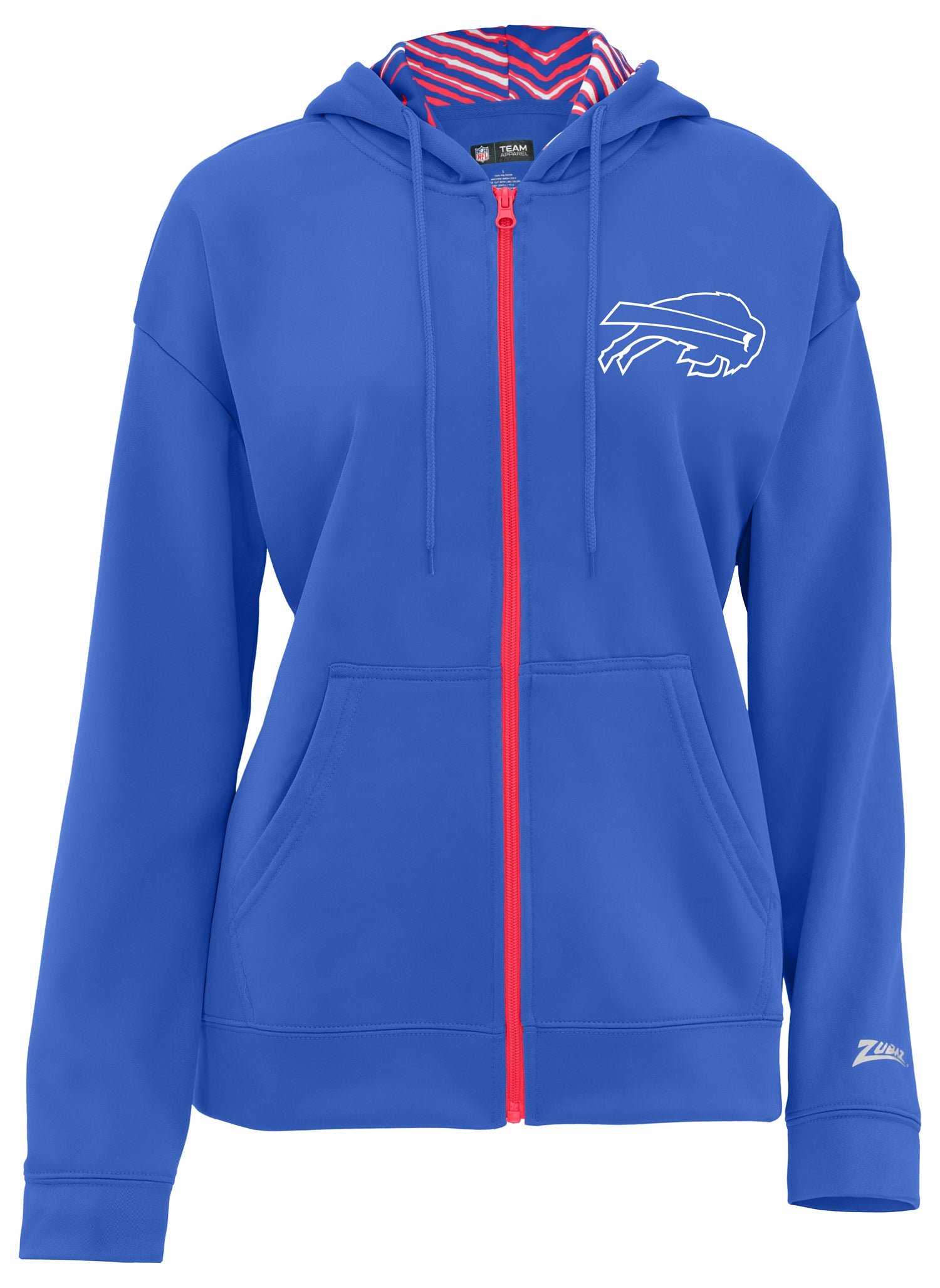 Zubaz NFL Women's 3 Color Zebra Liner Full Zip Hoodie, BUFFALO BILLS