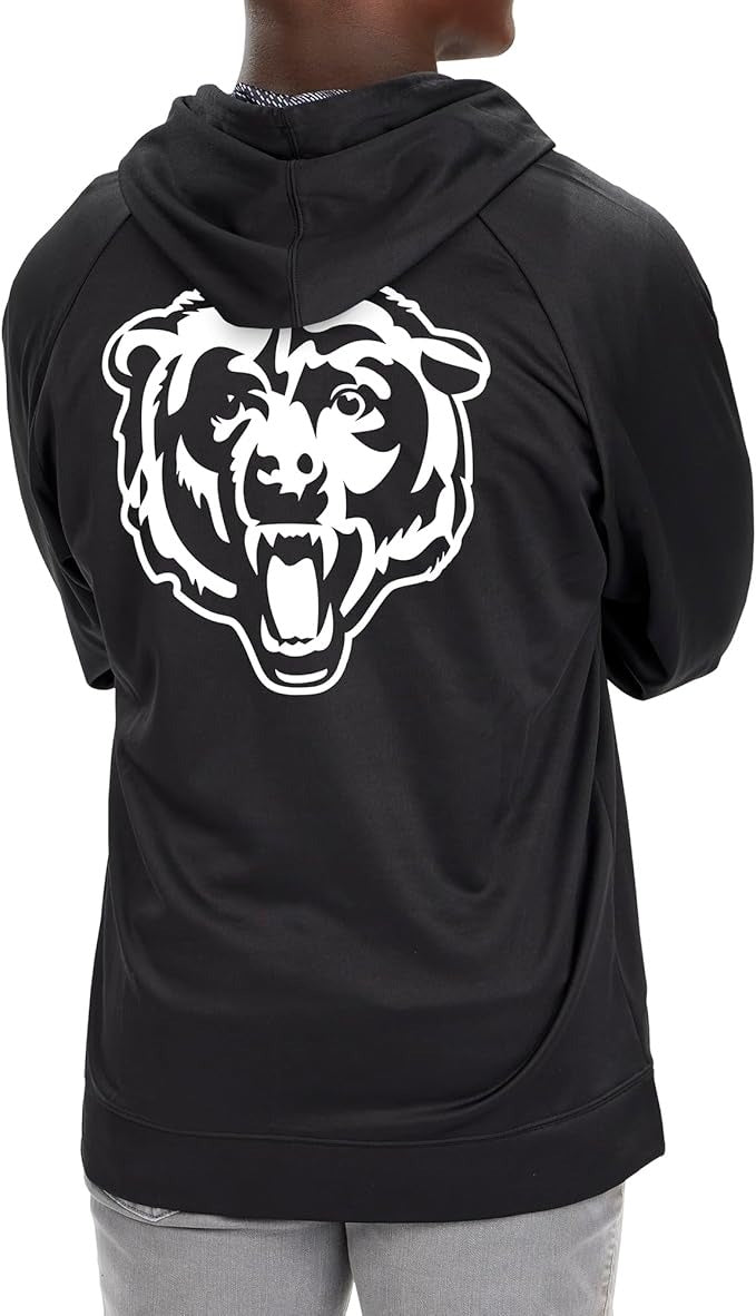 Zubaz NFL Men's Established Viper Hood Liner Full Zip Raglan Hoodie, CHICAGO BEARS