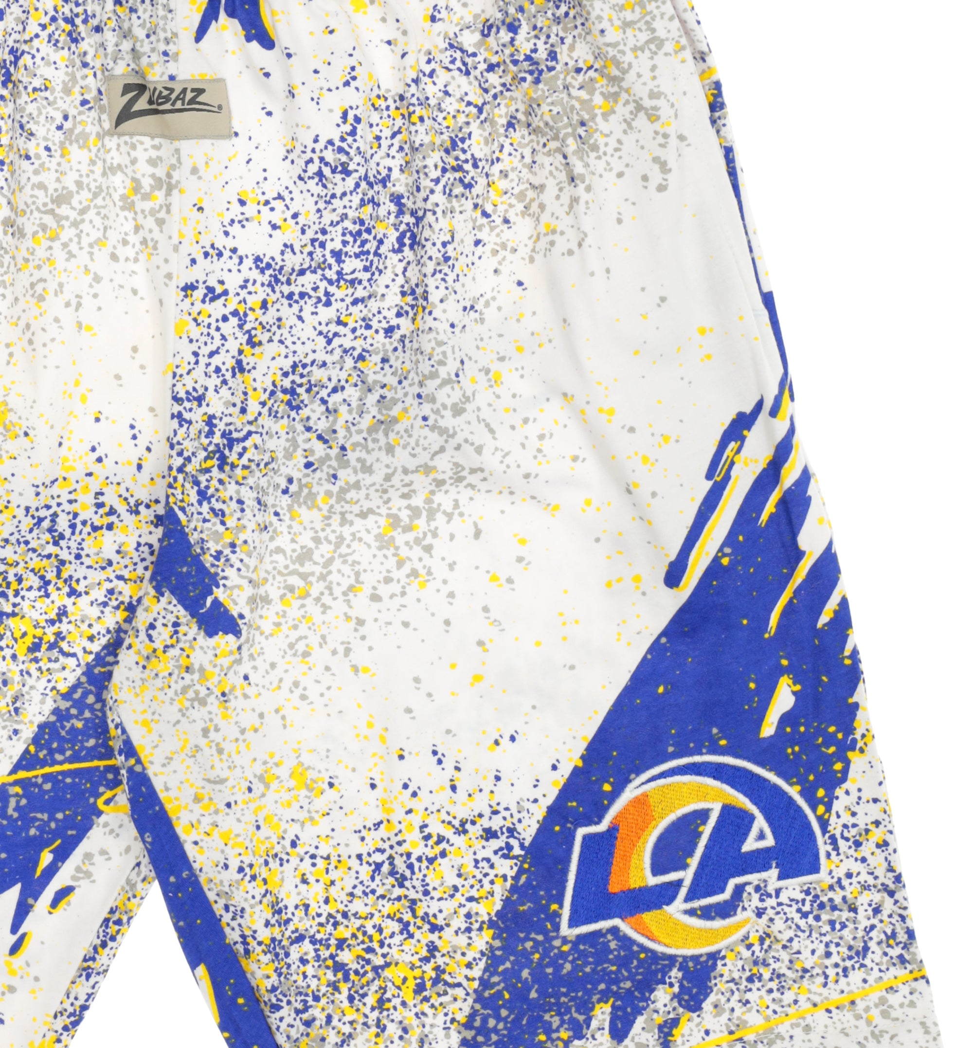 Zubaz NFL Adult Unisex Z88 Embroidered Confetti 3 Team Color Shorts, Los Angeles Rams