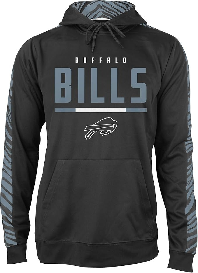 Zubaz NFL Men's Linebacker 2 Color Zebra Tonal Sleeve Panel Hoodie, BUFFALO BILLS