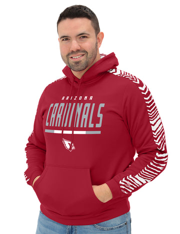 Zubaz NFL Arizona Cardinals Men's 2 Color Zebra Sleeve-Panel Linebacker Hoodie