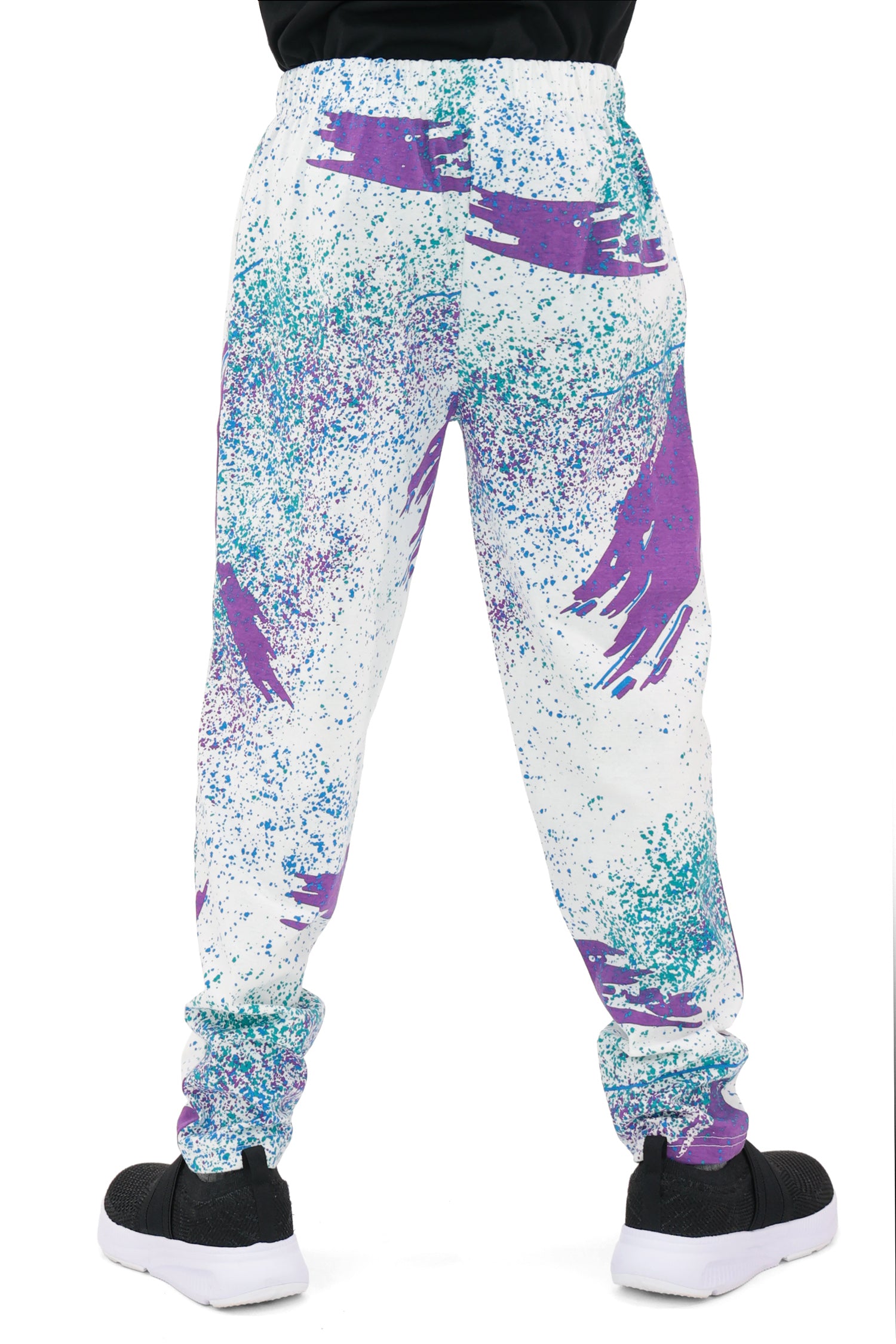 Zubaz Youth Unisex Z88 Confetti Pant, PURPLE/FLUORESCENT BLUE