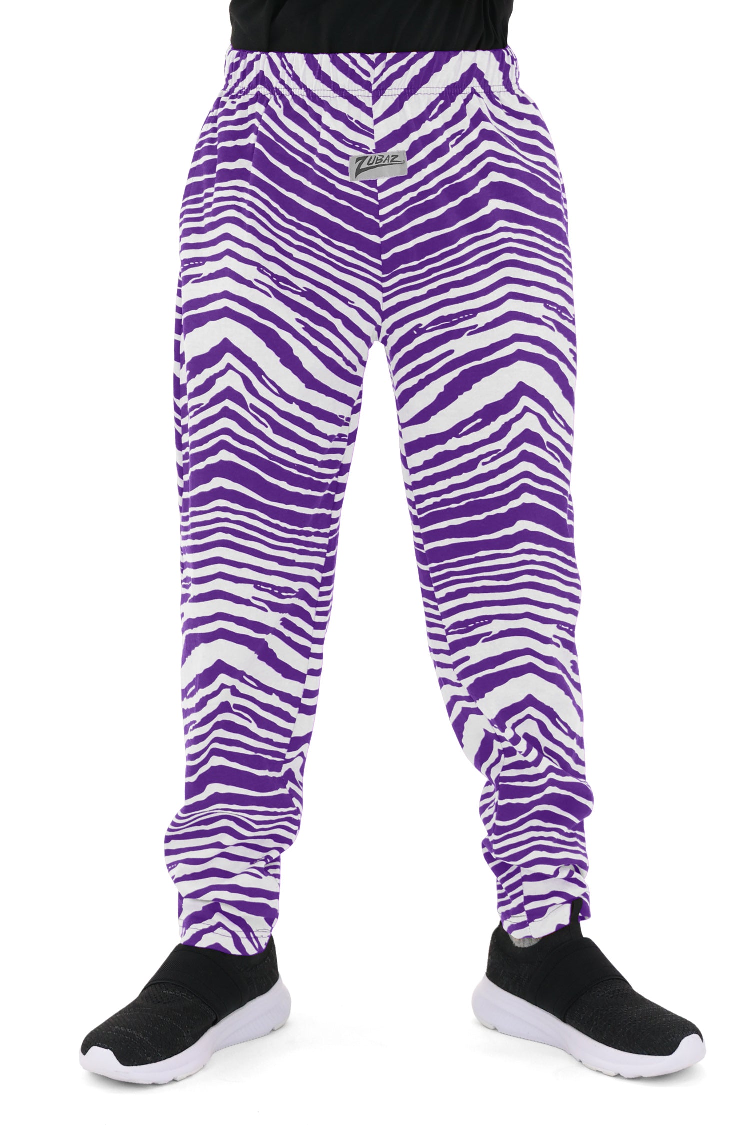 Zubaz Youth Unisex Z88 2 Color Zebra Pant, PURPLE/WHITE