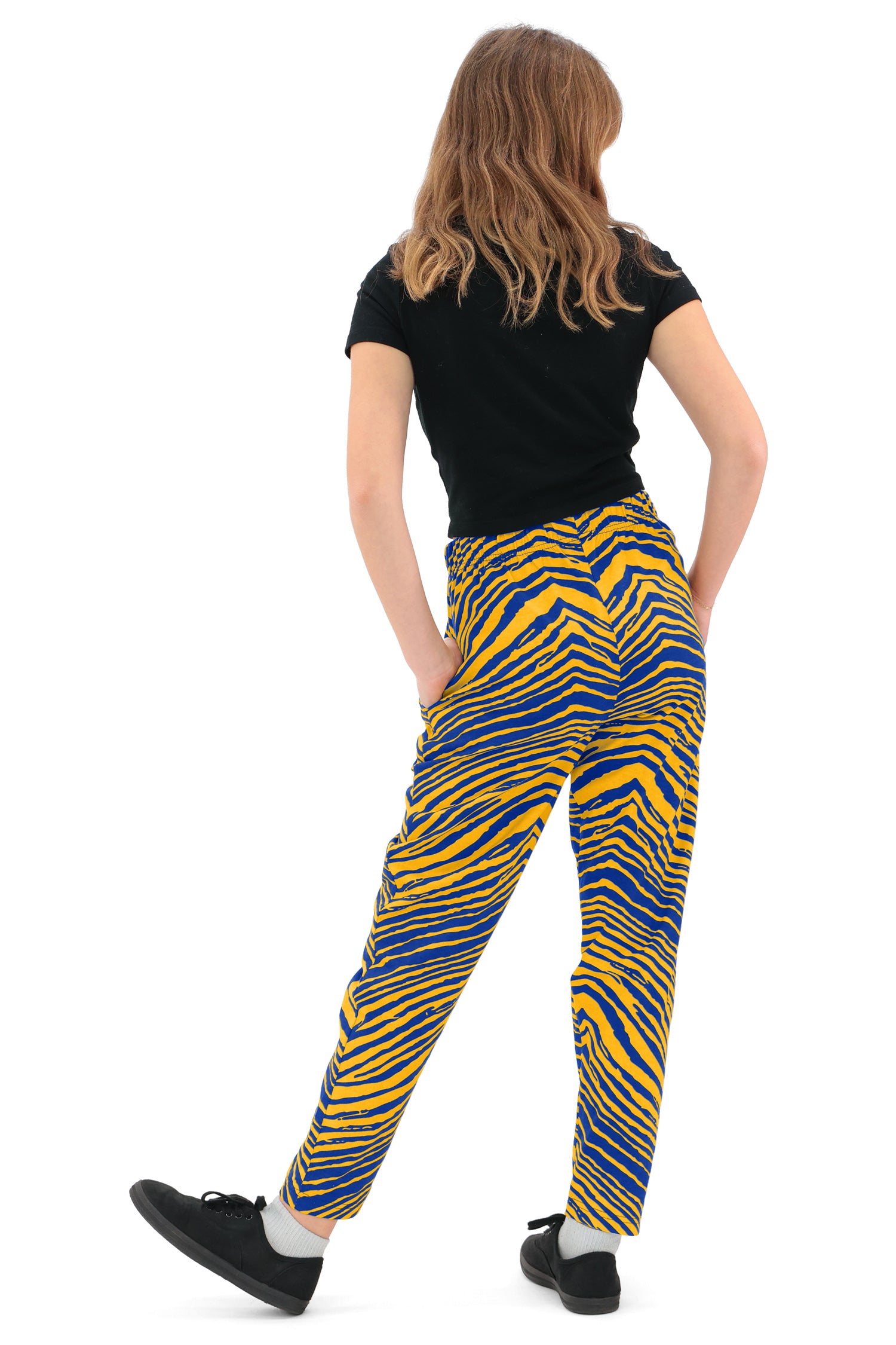 Zubaz Youth Unisex Z88 2 Color Zebra Pant, ROYAL/GOLD