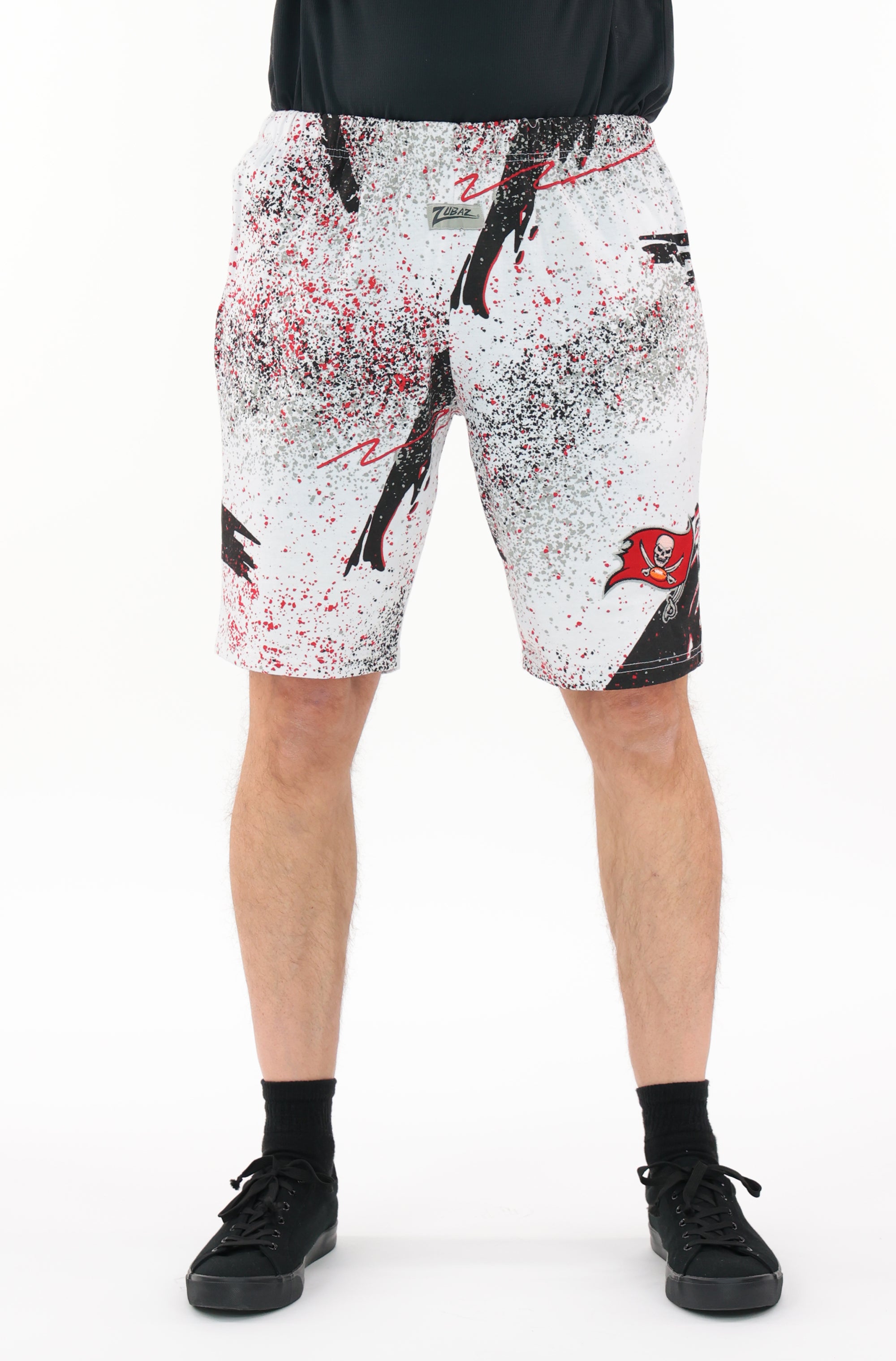 Zubaz NFL Adult Unisex Z88 Embroidered Confetti 3 Team Color Shorts, Tampa Bay Buccaneers