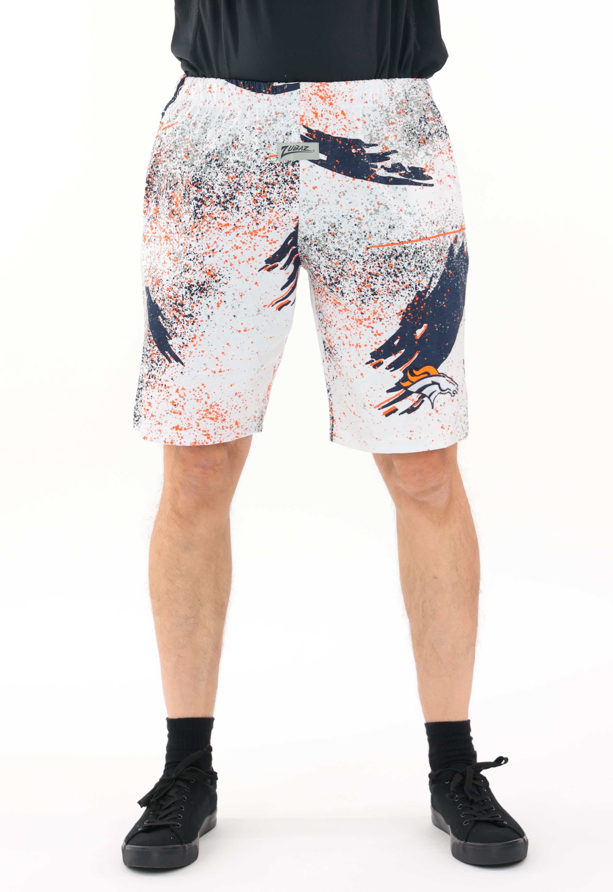 Zubaz NFL Adult Unisex Z88 Embroidered Confetti 3 Team Color Shorts, Denver Broncos