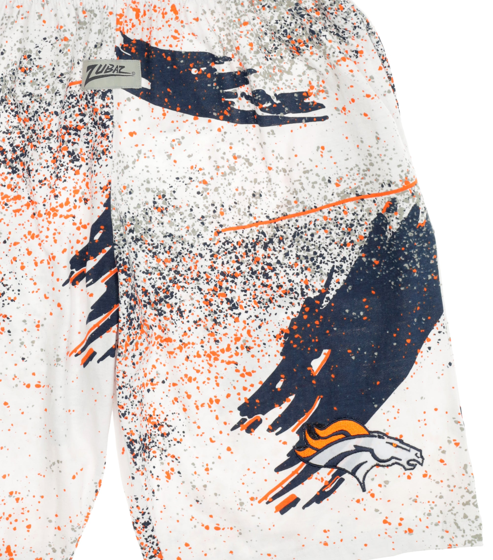 Zubaz NFL Adult Unisex Z88 Embroidered Confetti 3 Team Color Shorts, Denver Broncos