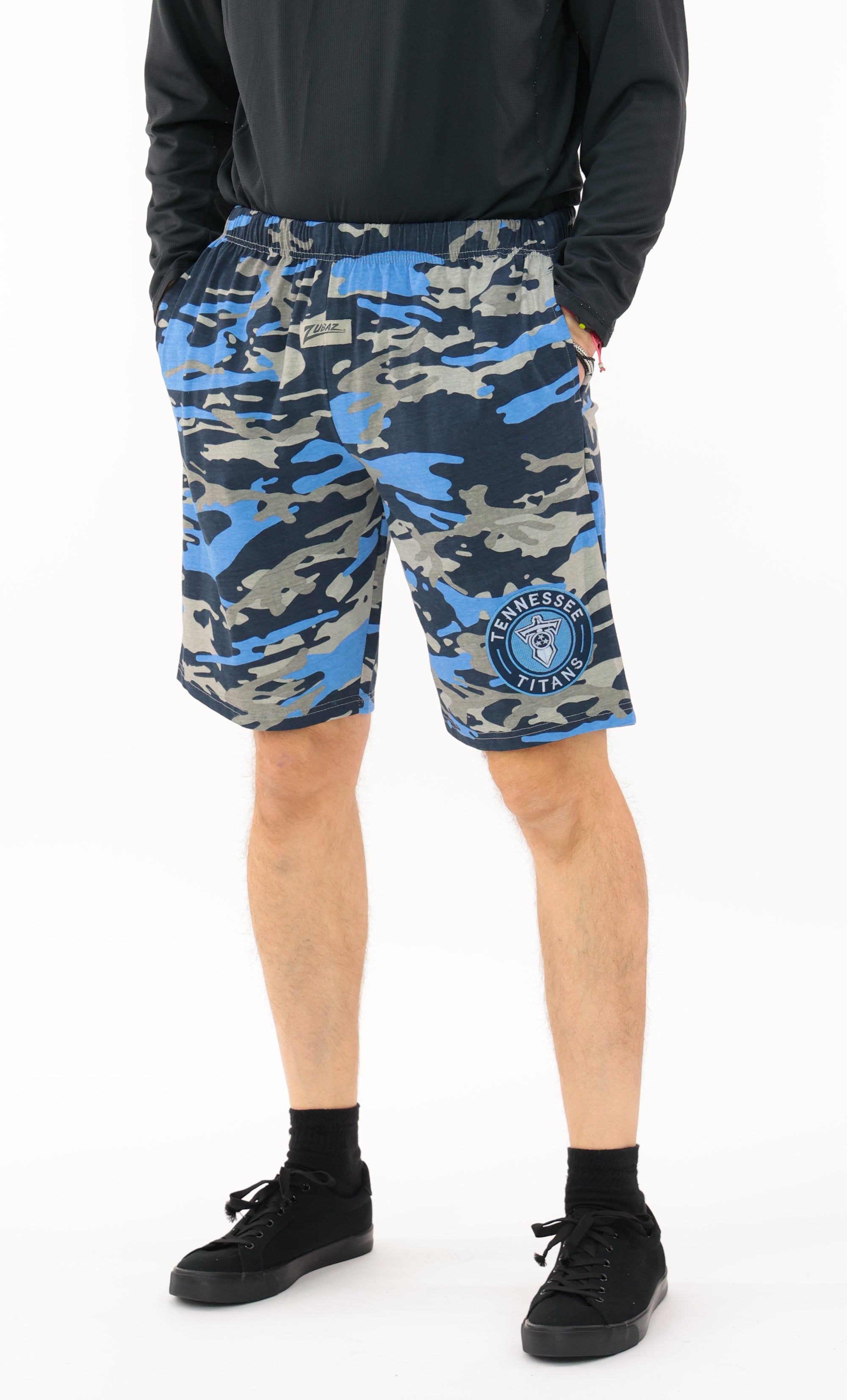 Zubaz NFL Adult Unisex Z88 Embroidered Alt Camo Shorts, Tennessee Titans