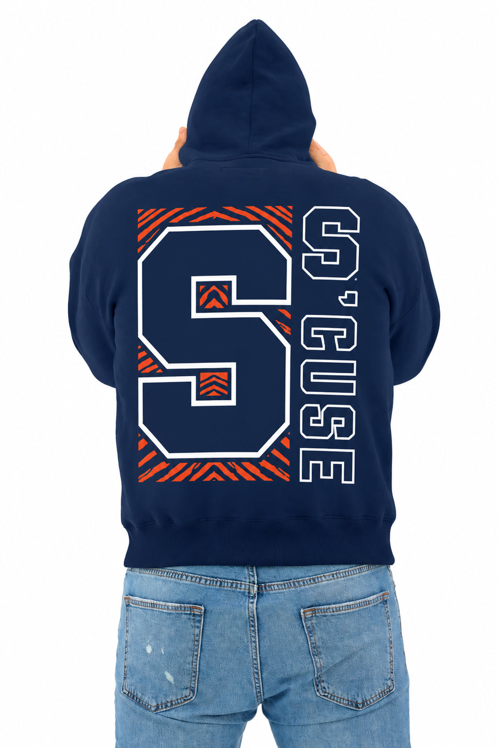Zubaz NCAA Syracuse Orange Unisex 2 Color Zebra 90s Vintage MVP Hoodie