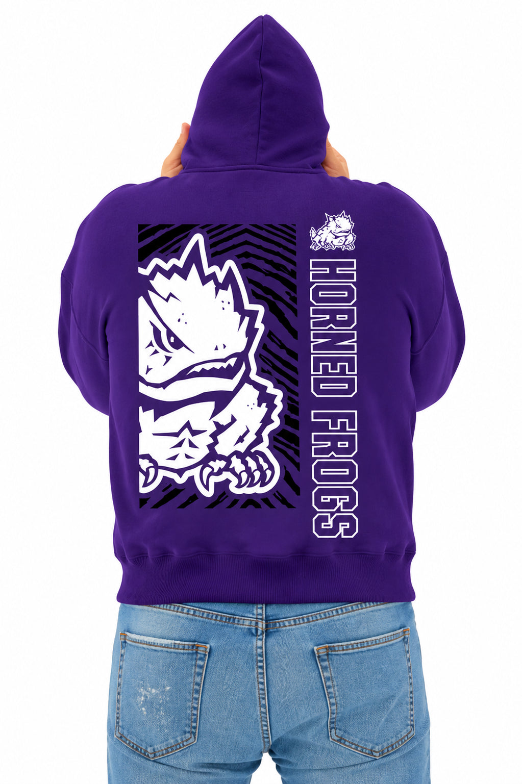 Zubaz NCAA TCU Horned Frogs Unisex 2 Color Zebra 90s Vintage MVP Hoodie
