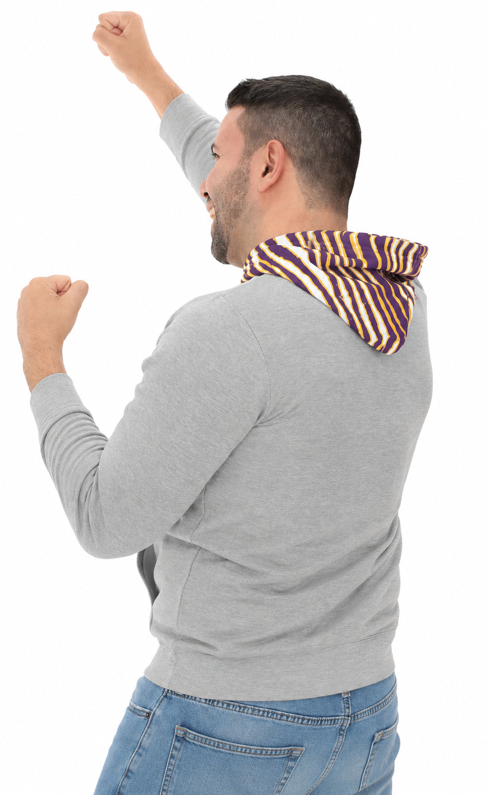 Zubaz NCAA LSU Tigers Men's Gray 3 Color Zebra Hood Hoodie
