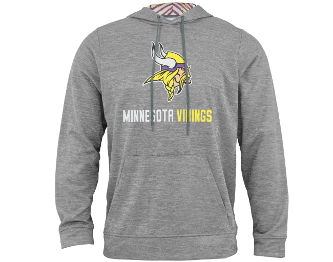 Zubaz NFL Men's Grey Team Name & Logo Zebra Hoodie Minnesota Vikings