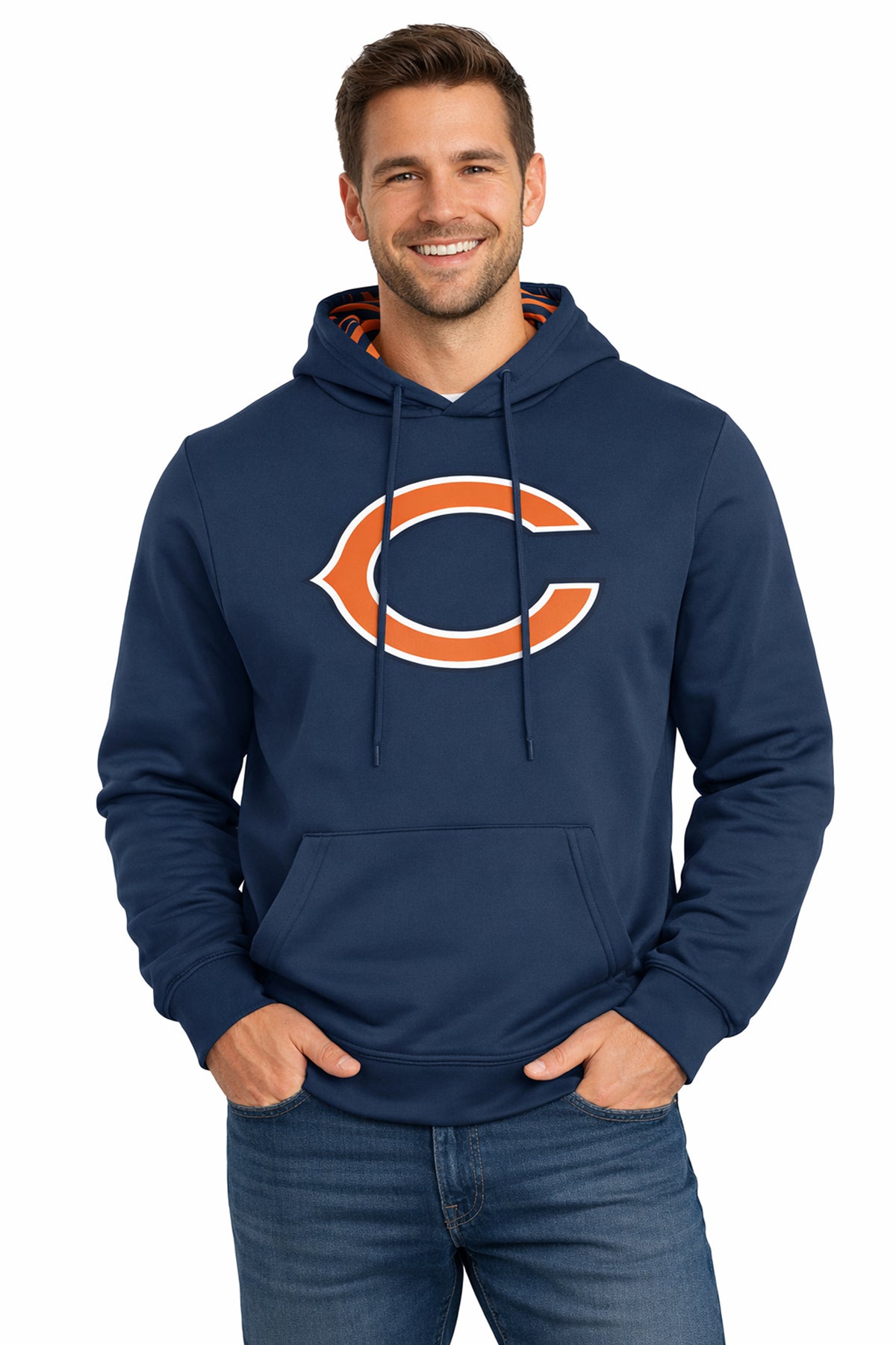 Zubaz NFL Chicago Bears Men's Team Color Primary Logo Zebra Hood-Liner Hoodie