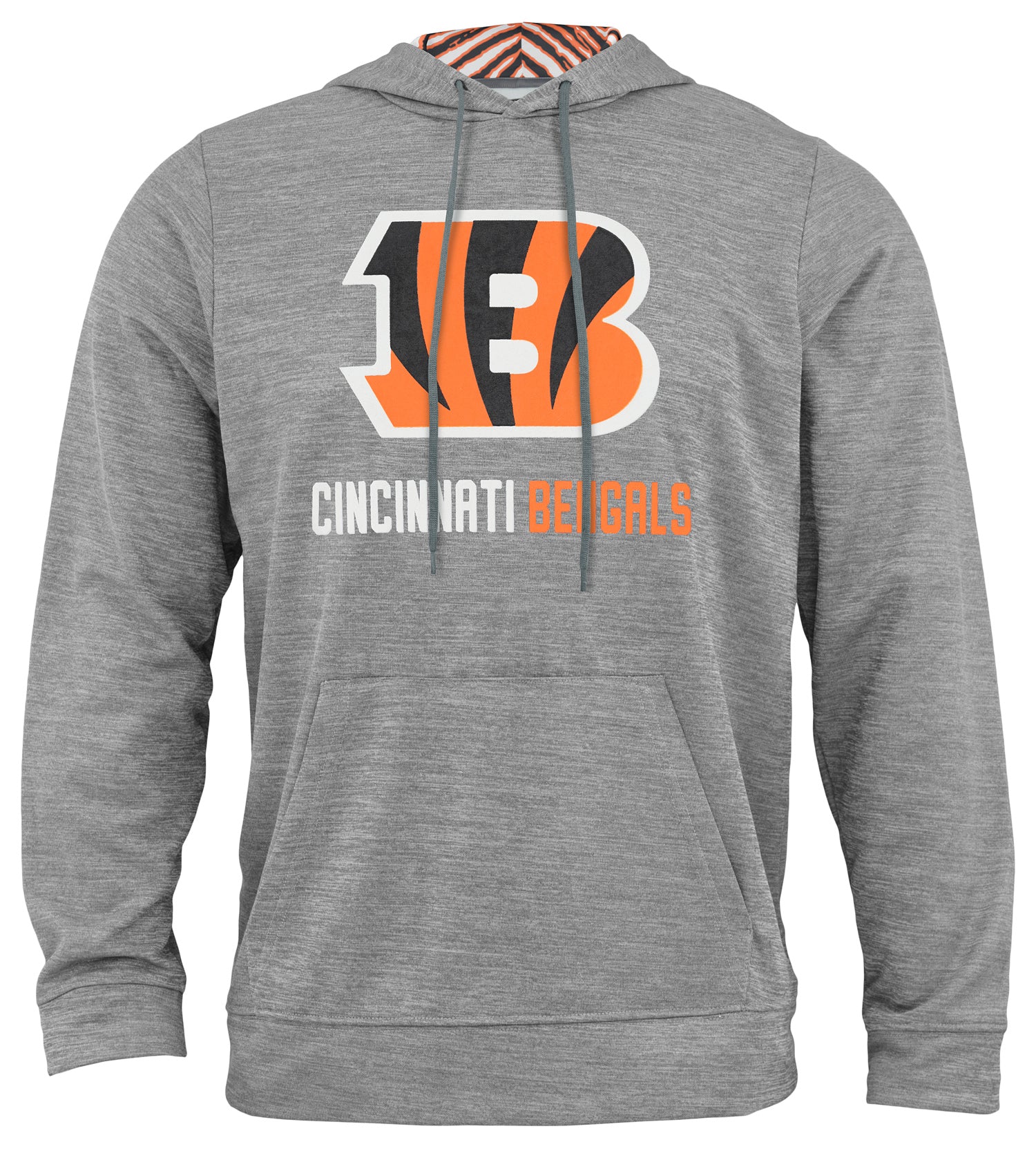 Zubaz NFL Cincinnati Bengals Men's Gray Team Name and Logo Zebra Hoodie