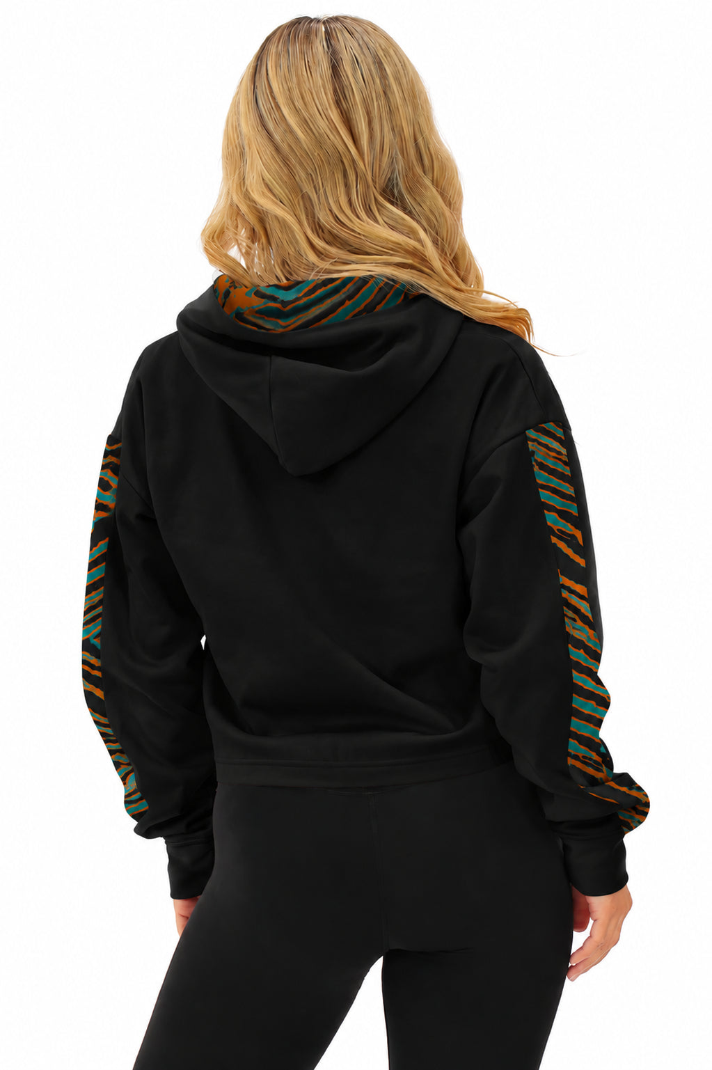 Zubaz NFL Women's Rivalry Pull Over Crop Top Hoodie - Miami Dolphins