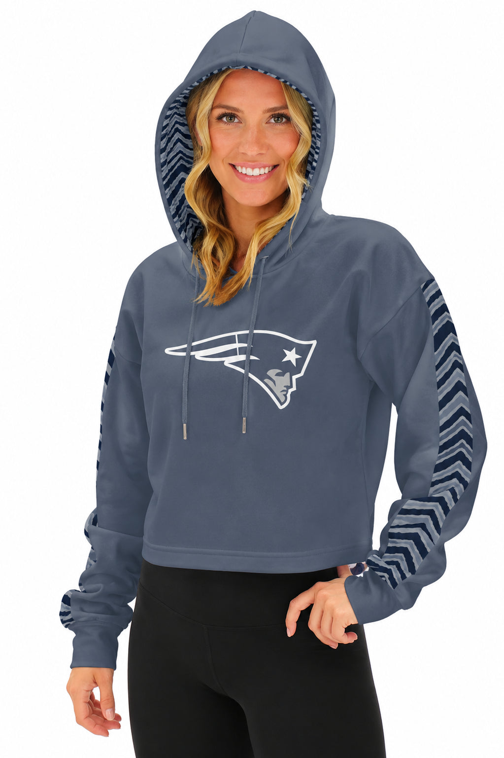 Zubaz NFL Women's Rivalry Pull Over Crop Top Hoodie - New England Patriots