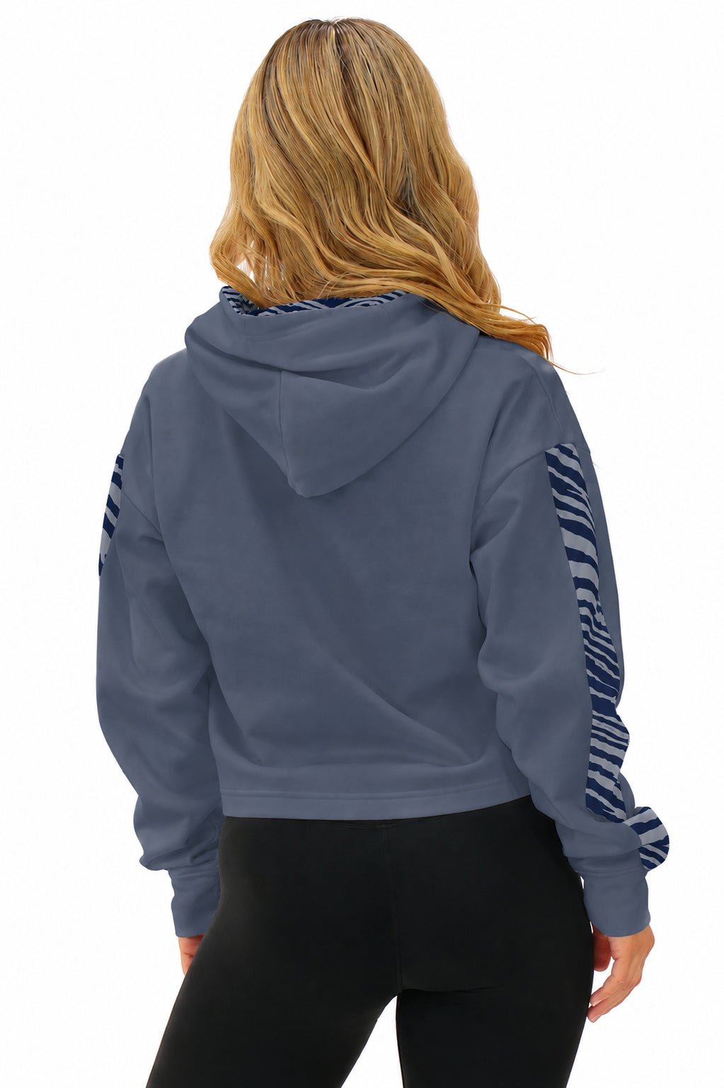 Zubaz NFL Women's Rivalry Pull Over Crop Top Hoodie - New England Patriots