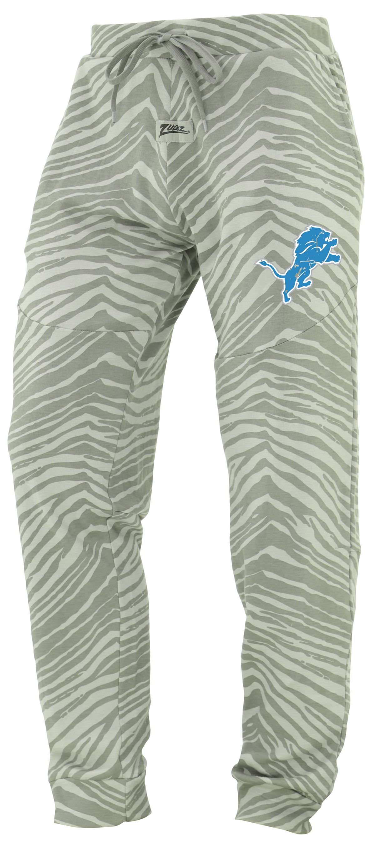 Zubaz NFL Men's Tonal Gray Zebra Print Speed Jogger Sweatpants with Distressed Logo - Detroit Lions