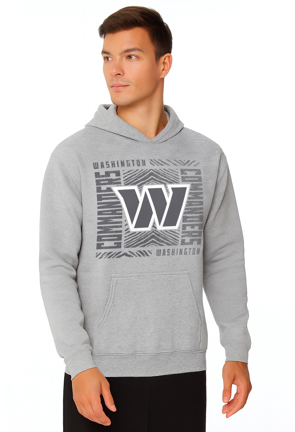 Zubaz NFL Men's Gray Graphic Fleece Hoodie, Washington Commanders