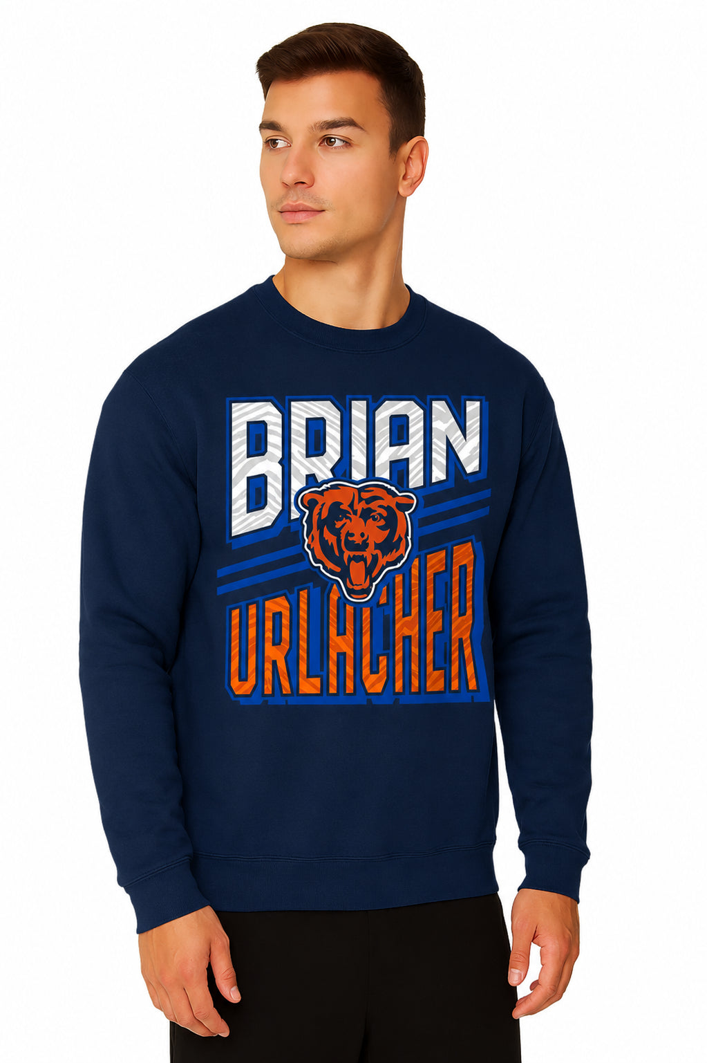 Zubaz NFL Legends Brian Urlacher Chicago Bears Men's Legends Rise Up Crewneck Sweatshirt