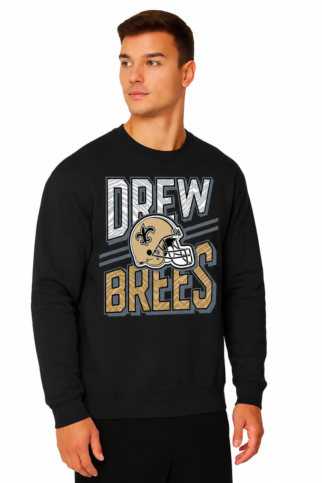 Zubaz NFL Legends Drew Brees New Orleans Saints Men's Legends Rise Up Crewneck Sweatshirt