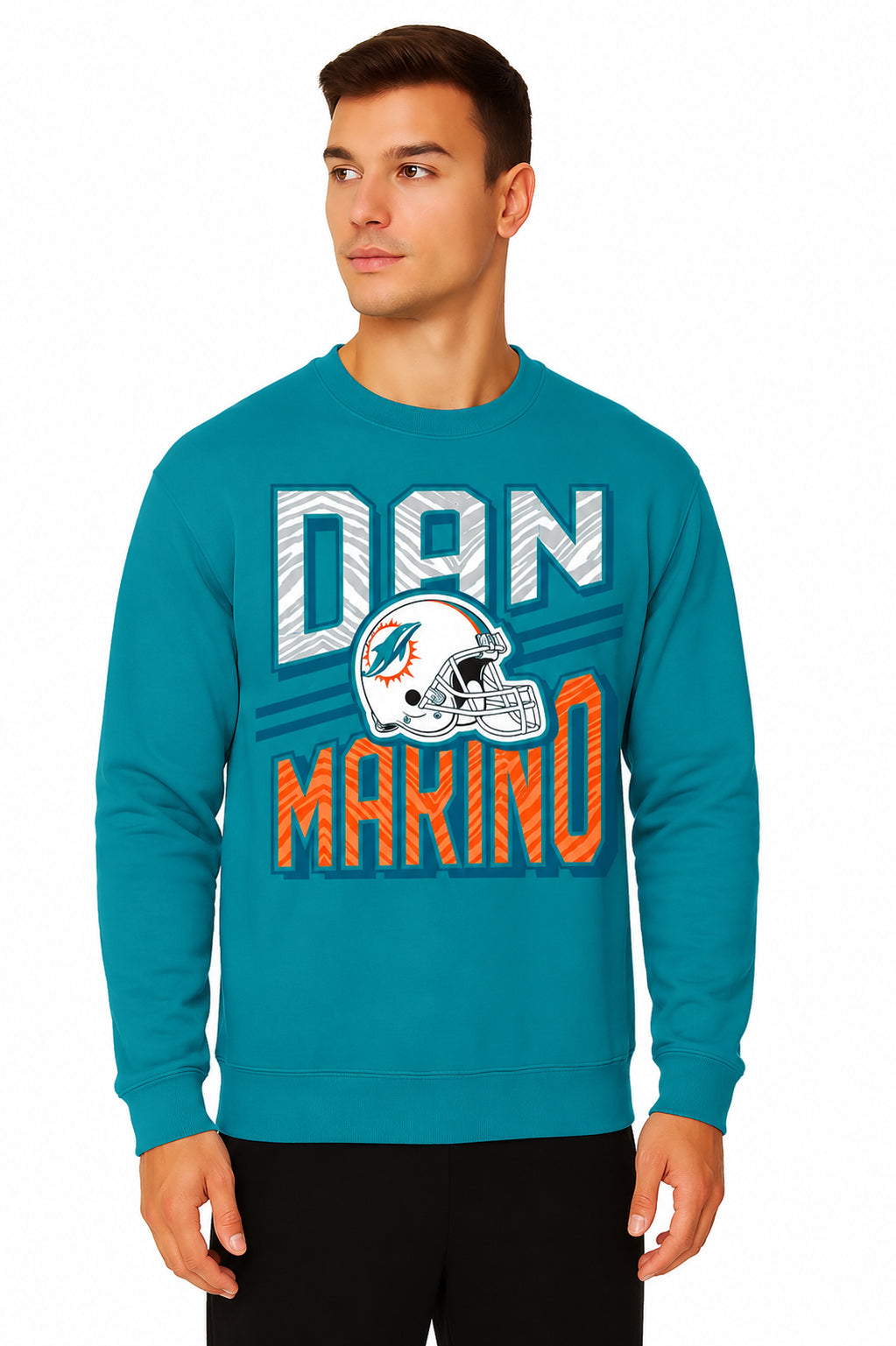 Zubaz NFL Legends Dan Marino Miami Dolphins Men's Legends Rise Up Crewneck Sweatshirt