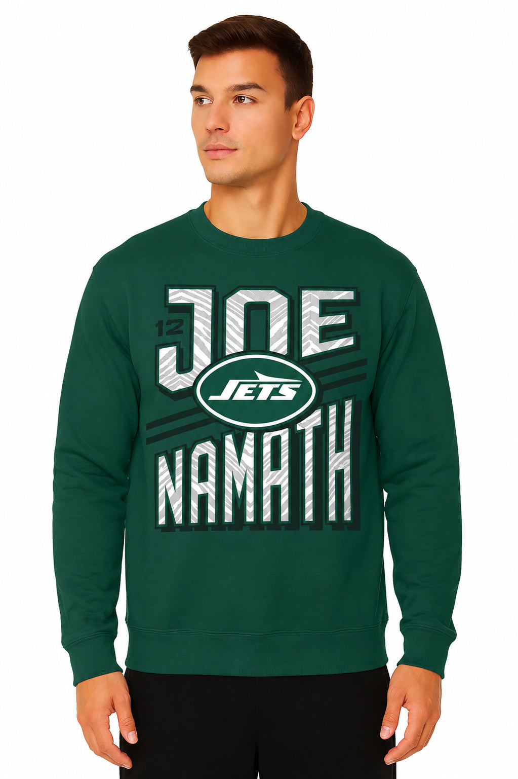 Zubaz NFL Legends Joe Namath New York Jets Men's Legends Rise Up Crewneck Sweatshirt