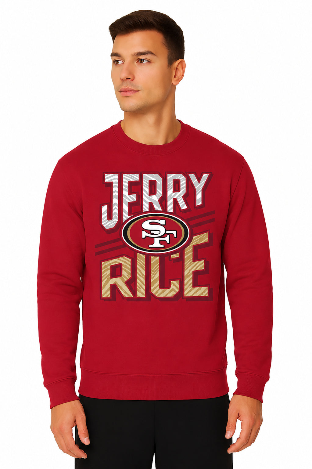 Zubaz NFL Legends Jerry Rice San Francisco 49ers Men's Legends Rise Up Crewneck Sweatshirt