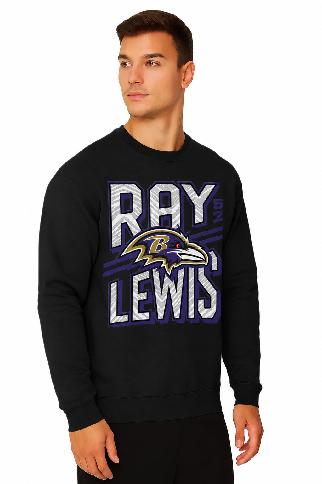 Zubaz NFL Legends Ray Lewis Baltimore Ravens Men's Legends Rise Up Crewneck Sweatshirt