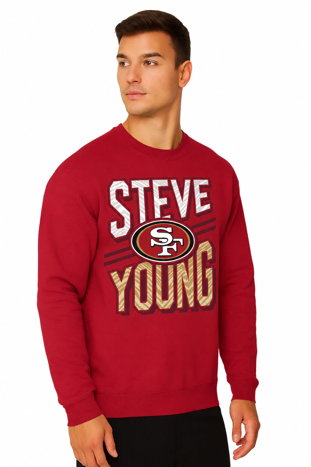 Zubaz NFL Legends Steve Young San Francisco 49ers Men's Legends Rise Up Crewneck Sweatshirt